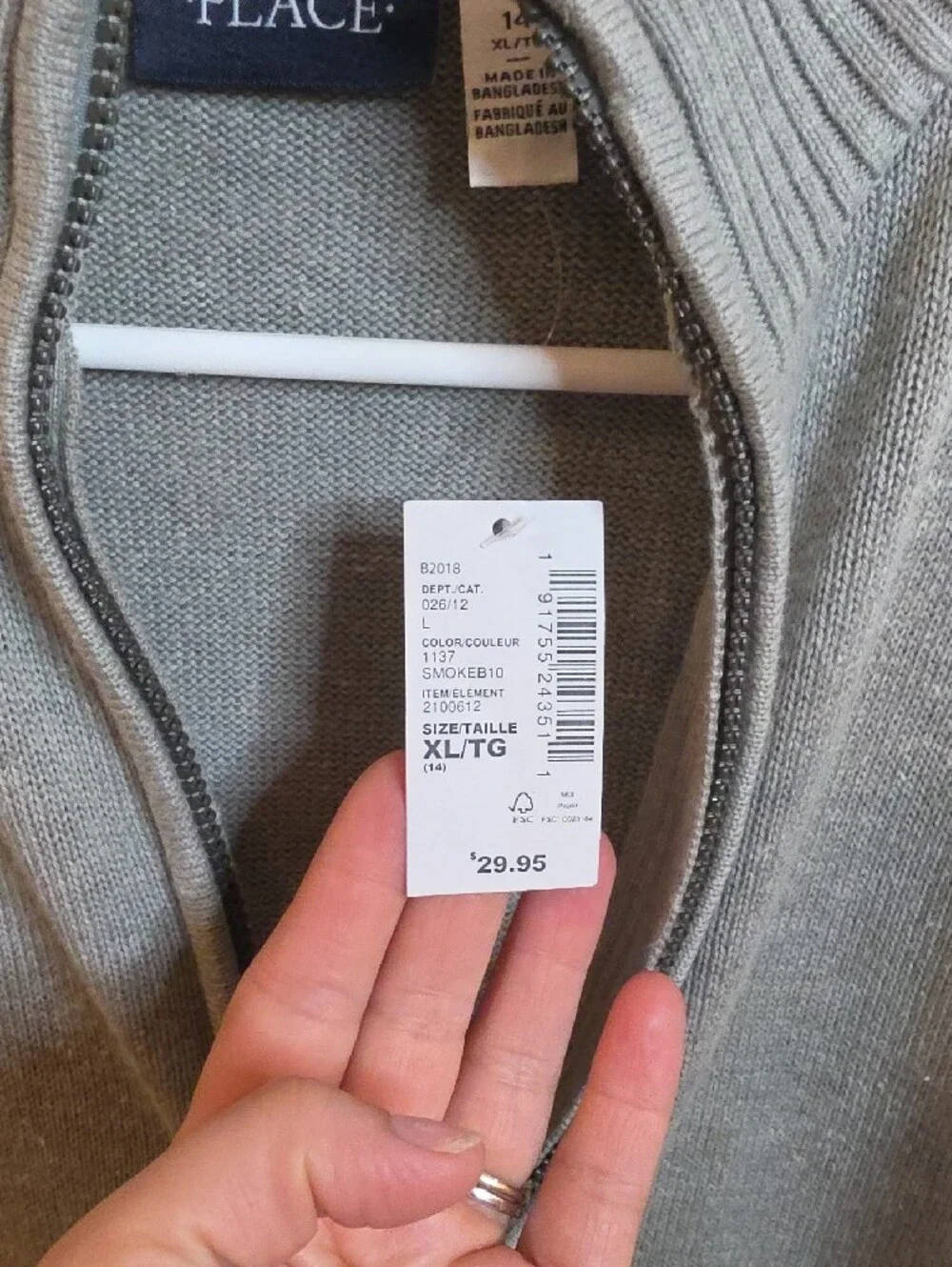 The Children's Place Gray Full-Zip Sweater